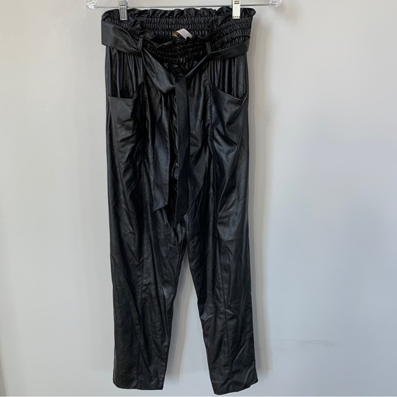 Ramy Brook Black Faux Leather Paper Bag Waist Pants Size S - Picture 1 of 7